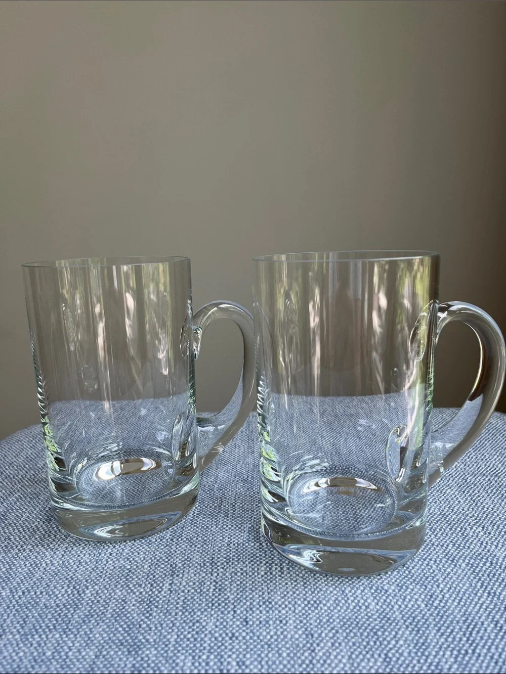 Tiffany & Co Crystal Beer Mugs Set Clear Glass Tall Classic Home Essentials